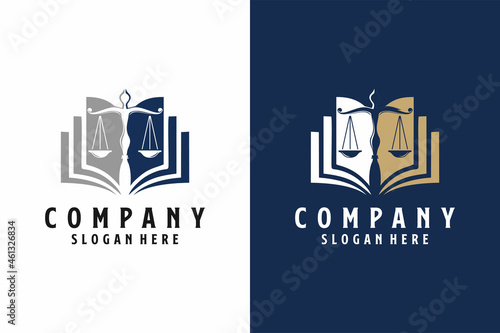 Law Education Logo Template Design Vector. Symbol of law and justice. Concept law and justice. Scales of justice, and book. Vector illustration. 