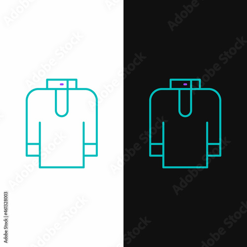 Line Shirt kurta icon isolated on white and black background. Colorful outline concept. Vector