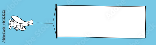Grafik Flugzeug zieht leeres Banner an Leine durch die Luft