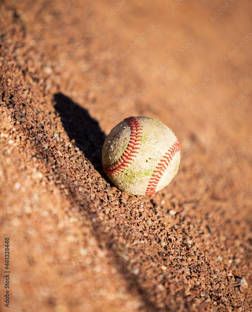 baseball ball on the dirty ground background