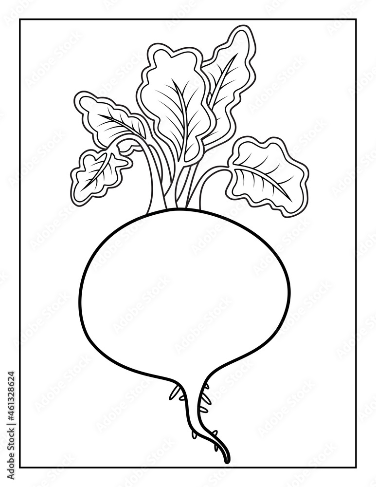 Coloring Book Pages for Kids. Coloring book for children. Vegetables