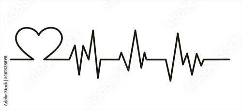 Heart cardiogram continuous one line drawing minimalism design isolated on white background