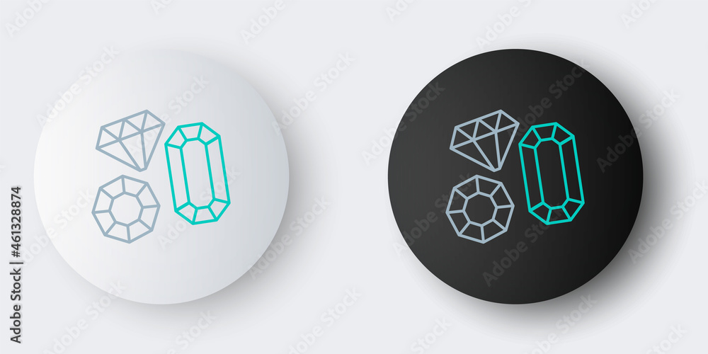 Line Gem stone icon isolated on grey background. Jewelry symbol. Diamond. Colorful outline concept. Vector Line Gem stone icon isolated on grey background. Jewelry symbol. Diamond. Colorful outline concept. Vector