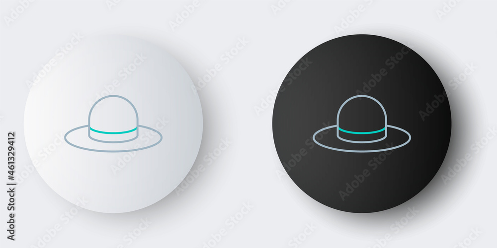 Line Man hat with ribbon icon isolated on grey background. Colorful outline concept. Vector Line Man hat with ribbon icon isolated on grey background. Colorful outline concept. Vector