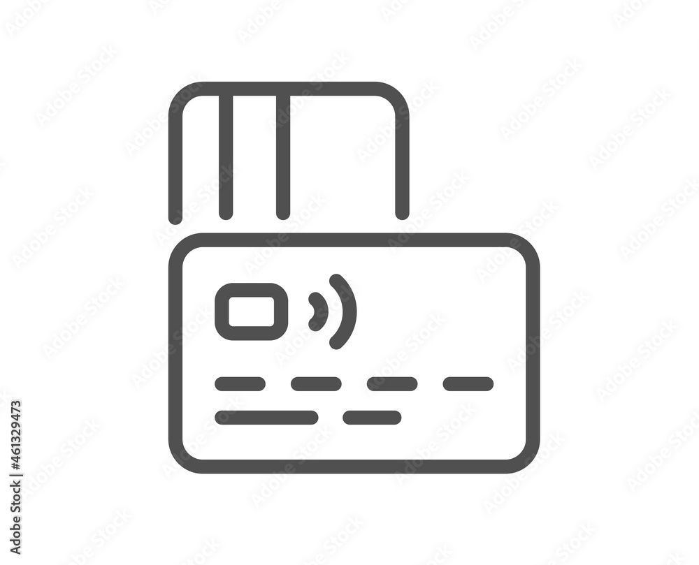 Credit card line icon. Bank money payment sign. Non-cash pay symbol. Quality design element. Line style card icon. Editable stroke. Vector Credit card line icon. Bank money payment sign. Non-cash pay symbol. Quality design element. Line style card icon. Editable stroke. Vector