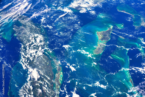 Natural Beauty of the Caribbean. Digital Enhancement. Elements of this image furnished by NASA