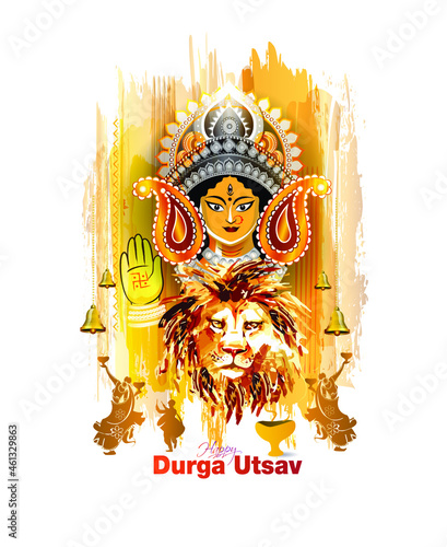 Goddess Durga puja festival greeting card.