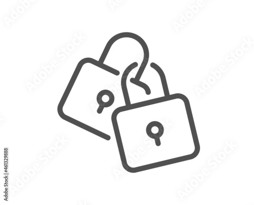 Lock line icon. Wedding padlock sign. Security access symbol. Quality design element. Line style locks icon. Editable stroke. Vector