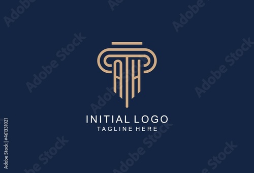 AH initial pillar logo, elegant and luxury law firm logo
