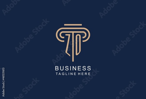 ZO initial pillar logo, elegant and luxury law firm logo