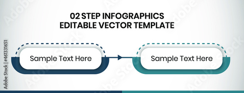2 Steps Infographics Design Template - Graph, Pie chart, workflow layout, rectangular diagram, brochure, report, presentation, web design, banner Editable Vector illustration