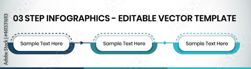 3 Steps Infographics Design Template - Graph, Pie chart, workflow layout, squire diagram, brochure, report, presentation, web design. Editable Vector illustration