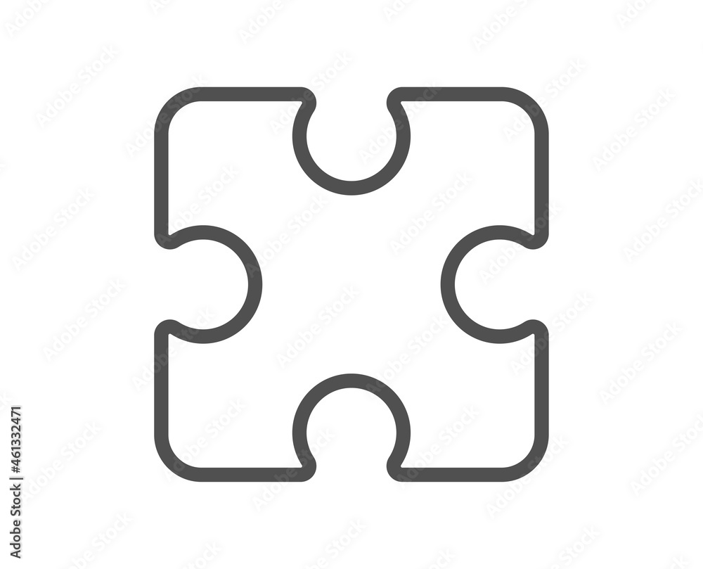Puzzle piece line icon. Jigsaw game shape sign. Business strategy element. Quality design element. Line style puzzle icon. Editable stroke. Vector Puzzle piece line icon. Jigsaw game shape sign. Business strategy element. Quality design element. Line style puzzle icon. Editable stroke. Vector