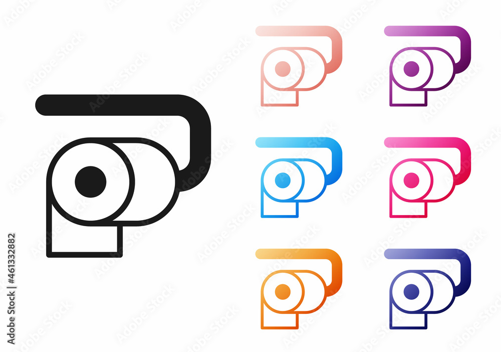 Black Toilet paper roll icon isolated on white background. Set icons colorful. Vector Black Toilet paper roll icon isolated on white background. Set icons colorful. Vector