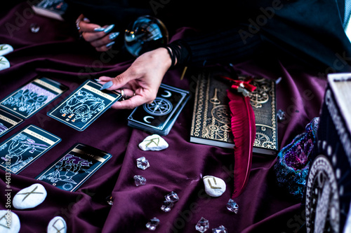 magic tarot card in a mysterious atmosphere and magician