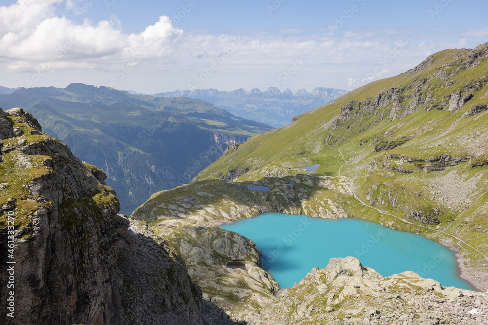 Amazing hiking day in one of the most beautiful area in Switzerland called Pizol in the canton of Saint Gallen. What a wonderful view to a clear blue alpine lake called Schottensee.
