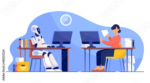 Human and robot working concept