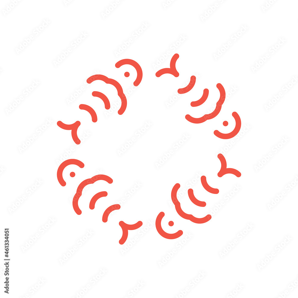 Four fishes swim logo. Fish ramen noodles soup symbols isolated. Poke bowl logotype in linear style. Seafood icon for restaurant, food delivery, store, menu collection Four fishes swim logo. Fish ramen noodles soup symbols isolated. Poke bowl logotype in linear style. Seafood icon for restaurant, food delivery, store, menu collection