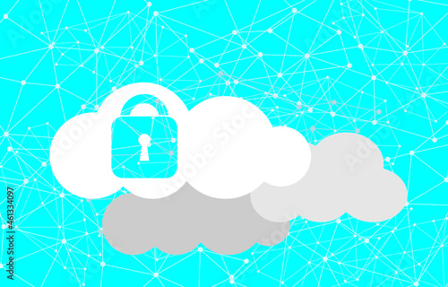 Lock your data online, information security, padlock and key and cloud security