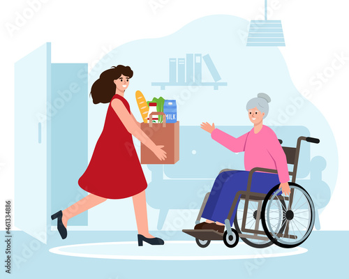 Social care for elderly people. Help buying food.