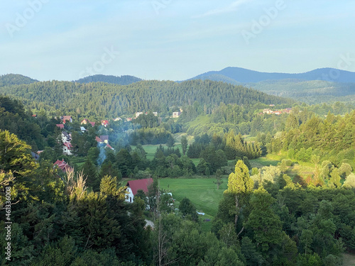 View of the settlement Lokve and the forest area of Gorski kotar - Croatia (Pogled na naselje Lokve i šumsko područje Gorskog kotara - Hrvatska) photo