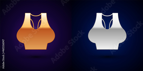 Gold and silver Undershirt icon isolated on black background. Vector