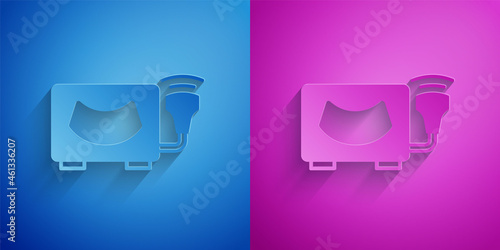 Paper cut Ultrasound icon isolated on blue and purple background. Medical equipment. Paper art style. Vector