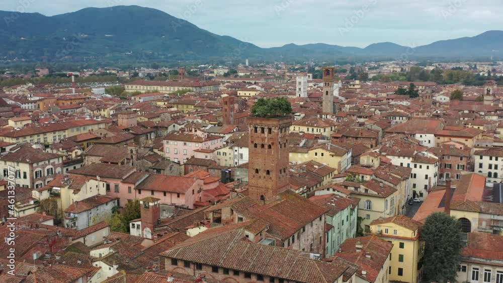 Aerial view of ancient town Lucca, Italy, Toscana region. Aerial view of ancient town Lucca, Italy, Toscana region.