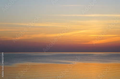 colorful view of the baltic sea and the sky at dusk after sunset
