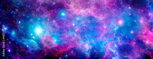 Cosmic background with realistic nebula and shining stars.