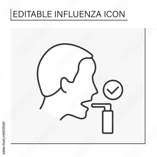Treatment line icon. Inhaler for treatment of shortness of breath. Asthma treatment.Healthcare. Influenza concept. Isolated vector illustration. Editable stroke
