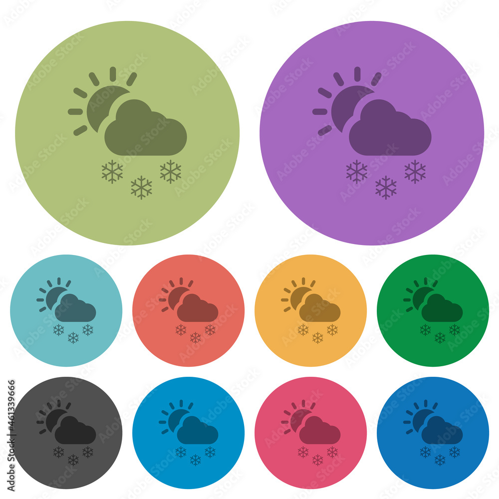 Sunny and snowy weather color darker flat icons
