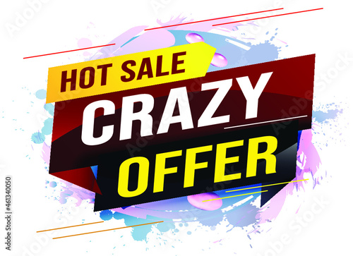 Hot sale crazy offer word concept vector illustration with lines 3d style for social media landing page, template, web, mobile app, poster, banner flyer, background, gift card, coupon label, wallpaper