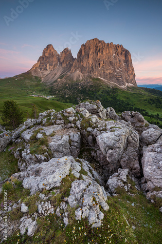 Summer Sunrise from the Sella Pass, Dolomites, South Tyrol, Italy