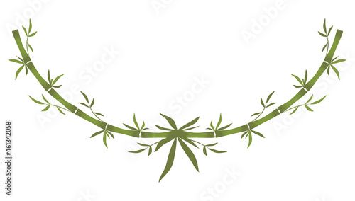Bamboo Wreath Green bamboo stem and leaves Hand drawn vector illustration Isolated on white background