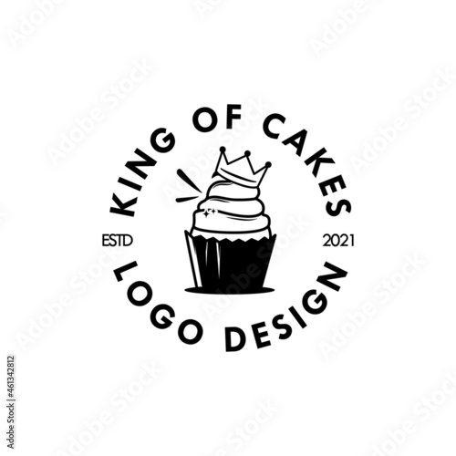 King of cakes logo design template vector