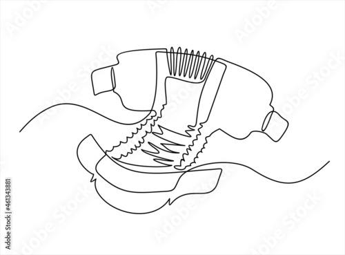 continuous line drawing. Line art, drawing baby diapers. Vector illustration on white background