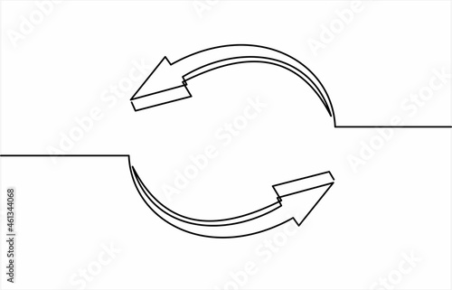 continuous line drawing of arrow  isolated over white background