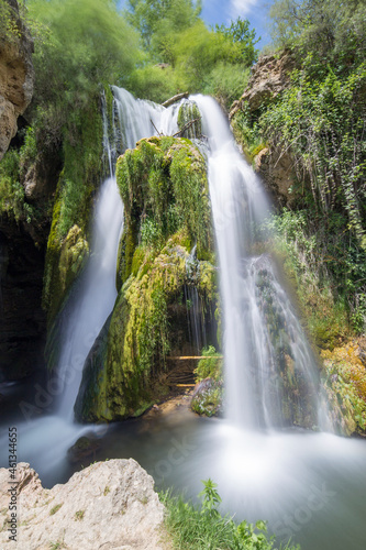 Calomarde waterfall in the Sierra de Albarracin in Spain