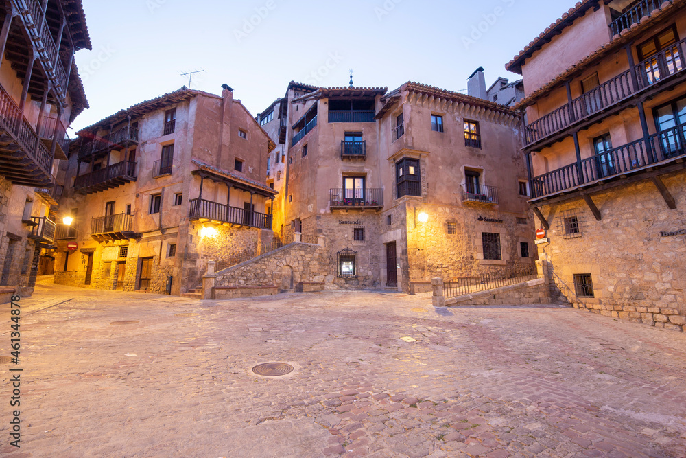 Albarracin Teruel Aragon Spain on July 2021: the village is surrounded by stony hills and the town was declared a Monumento Nacional in 1961.