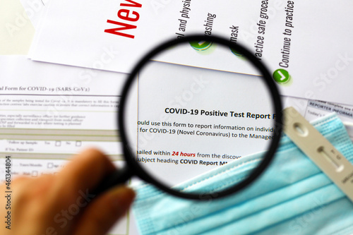 Covid 19 Positive Test Report Form With Medical Equipment