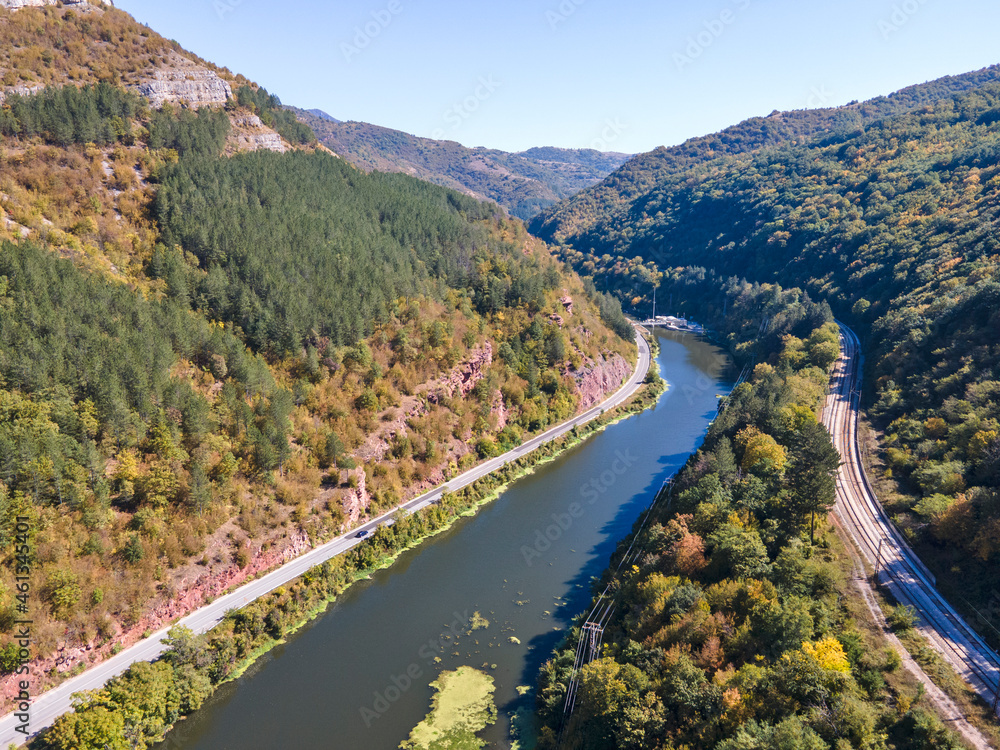Aerial view of Iskar river Gorge, Balkan Mountains, Bulgaria Aerial view of Iskar river Gorge, Balkan Mountains, Bulgaria