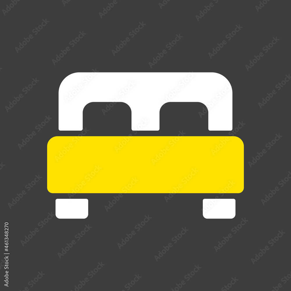 Double bed flat vector icon on dark background Double bed flat vector icon on dark background