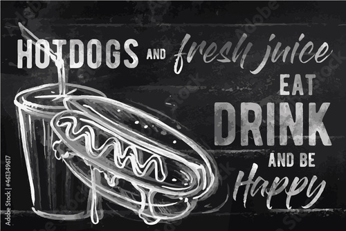 chalkboard menu hot dog drink for cafe and fast food
