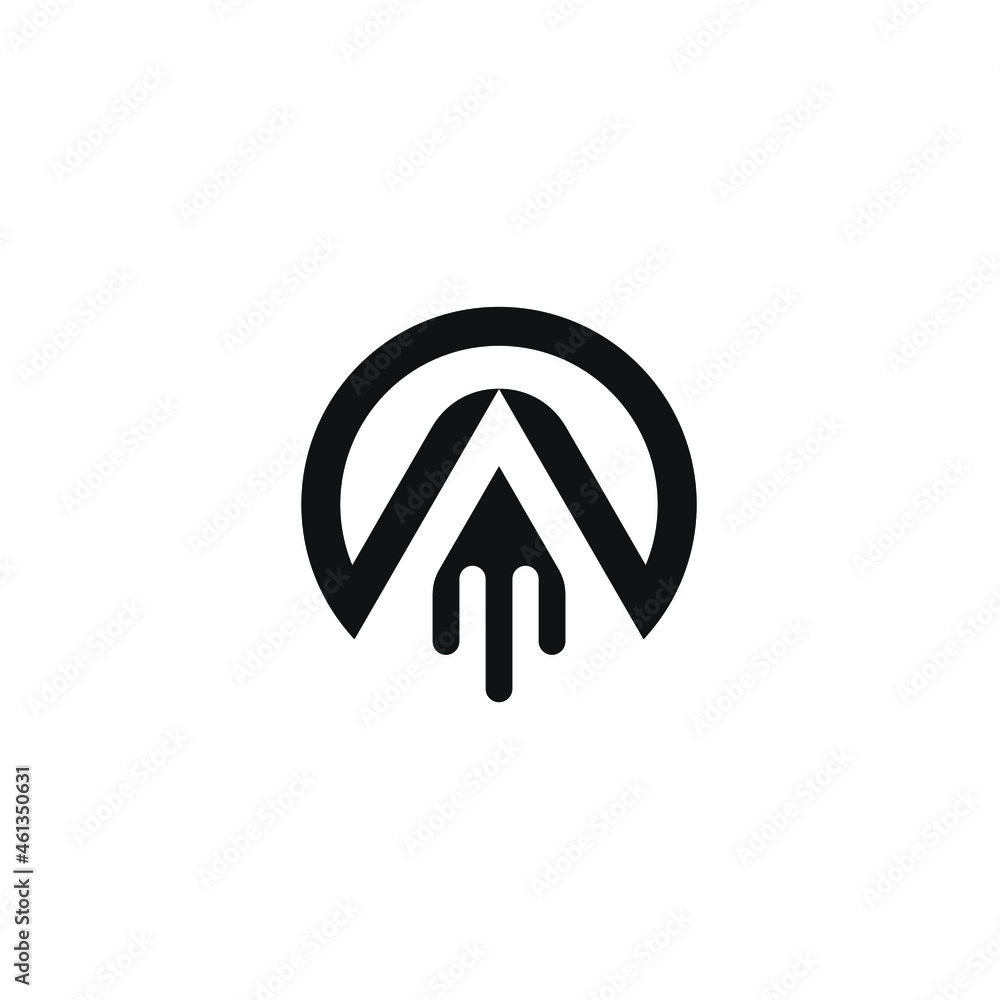 Initials Letter A, Logo Design, Over Arrow, Rocket, Vector Concept Circle Technology, Minimalist Abstract Style Initials Letter A, Logo Design, Over Arrow, Rocket, Vector Concept Circle Technology, Minimalist Abstract Style