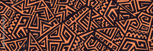 Unique Geometric Vector Seamless Pattern made in ethnic style. Aztec textile print. African traditional design. Creative boho pattern. Perfect for site backgrounds, wrapping paper and fabric design.