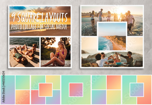 Square Photo Collage Layouts for Social Network