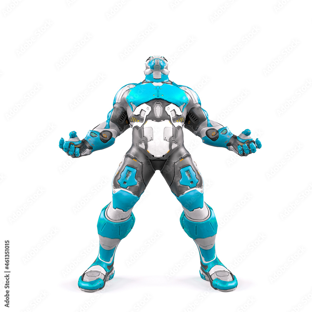 future soldier is looking up on white background future soldier is looking up on white background