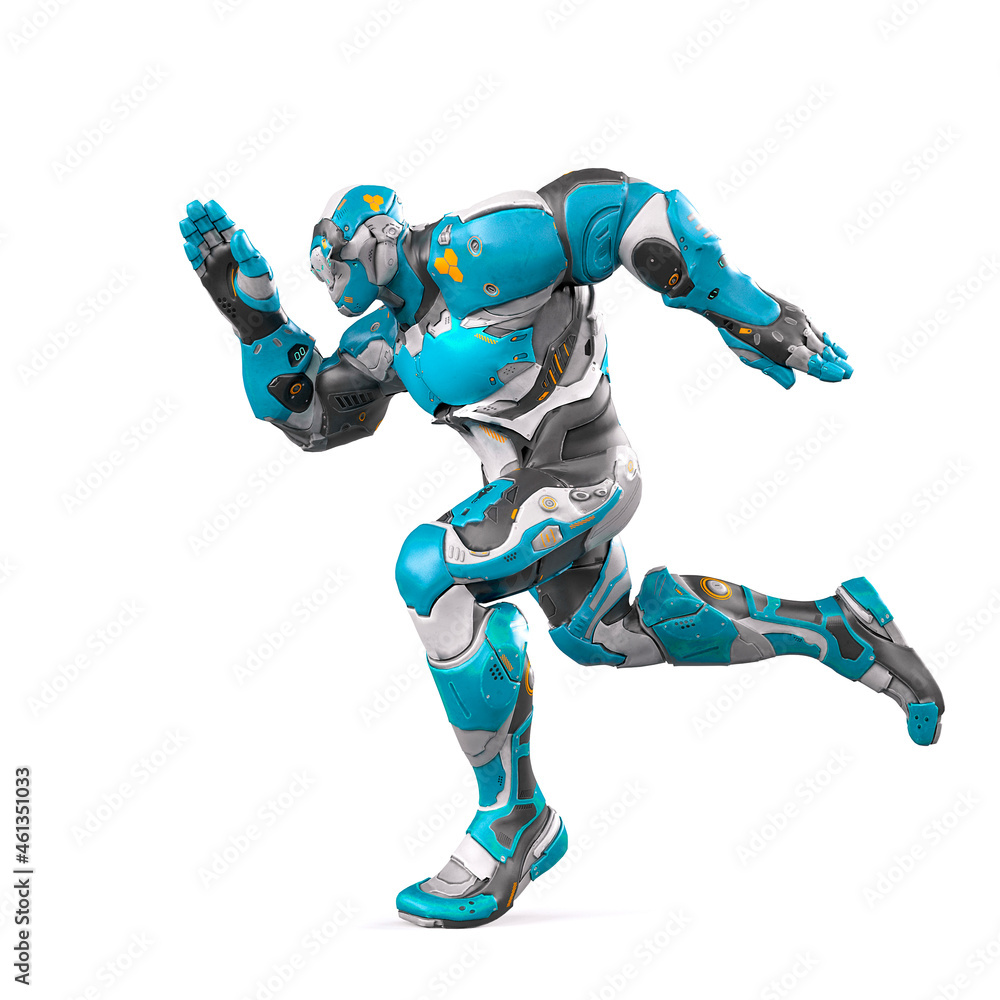 future soldier is running fast in white background future soldier is running fast in white background