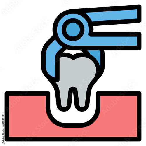 Tooth Extraction Color line icon